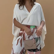 Blusa Bianca + Pantaloni Stampati